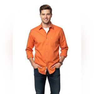 Nordstrom Men’s dark Orange long sleeve Button Down shirt L